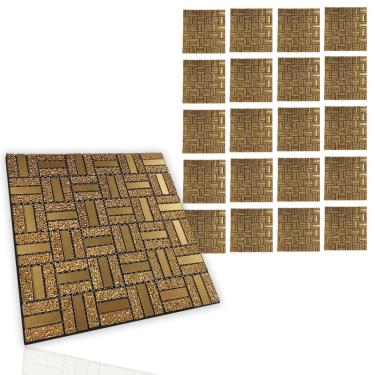 Imagem de Pastilha De Vidro Adesiva Kit 20 Uni Parede Sala Cozinha Banheiro Decorativa Facil Aplicacao Moderna Requintado Reforma