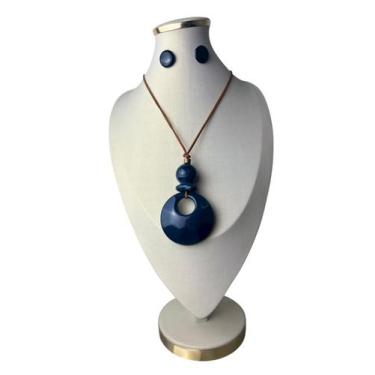 Imagem de Maxi colar pedra em resina atemporal delicado feminino luxo - MLBpel, 