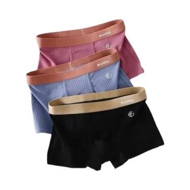 Imagem de Cuecas Boxer Masculinas De Algodão, Pacote Com 3, Confortáveis E Respi