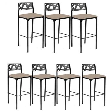 Imagem de Kit 7 Banquetas Eliza Gourmet Suede Bege-gat Magazine