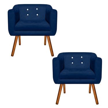 Imagem de Kit 02 Poltronas Julia Suede Azul Marinho