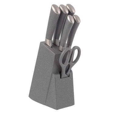 Imagem de Conjunto de Facas Mimo Style Cepo 6 Peças Inox Grafito