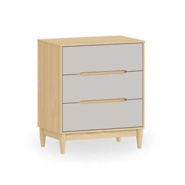 Imagem de Cômoda Infantil 3 Gavetas com 75cm de largura em MDF e Madeira Maciça 