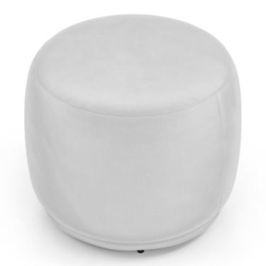 Imagem de Puff Decorativo Orgânico Living Molly Redondo Couríssimo Branco - Abmaza