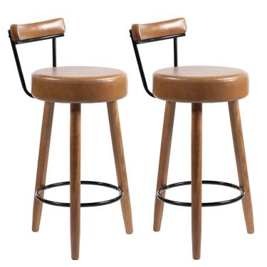 Imagem de Kit 02 Banquetas Alta Para Cozinha Área Gourmet Nápoles Couríssimo Amarula - Abmaza