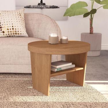 Imagem de Mesa De Centro Redonda Com Prateleira Sala Estar