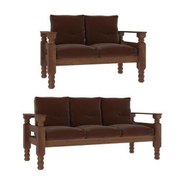 Imagem de Jogo De Sofá Madeira Maciça 2 E 3 Lugares Liz Multimóveis Cr7004 - Mar