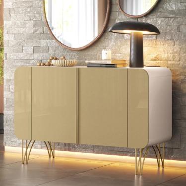 Imagem de Balcão Aparador Buffet 2 Portas Pé Metal Benvenuto Off/champanhe - Hb Móveis