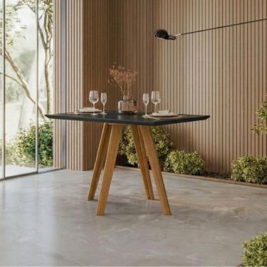 Imagem de Mesa para Sala de Jantar 4 Lugares 120cmx80cm Mariah Ypê/Preto