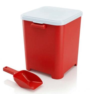 Imagem de Kit Porta Ração Container 15 Kg Organizador Com Tampa + Pá Dosadora - 