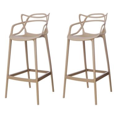 Imagem de Kit 2 Banquetas Allegra Nude Polipropileno Cozinha Bistrô