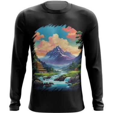 Imagem de Camiseta Manga Longa Templo Budista Anime Buda 12 - Kasubeck Store®, B