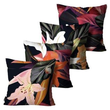 Imagem de Kit com 4 Capas de Almofadas Floral Colorido 45x45 - Mdecore