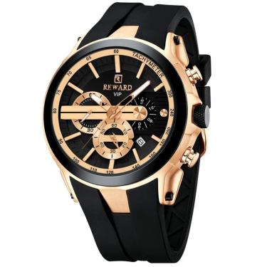 Imagem de Relogio Masculino Esportivo Impermeavel 3atm Pulseira De Silicone Dourado