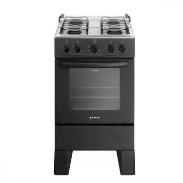 Imagem de Fogão de Piso 4 Bocas a Gás Atlas Milão Mesa Inox Acendimento Manual Preto com Forno 50L
