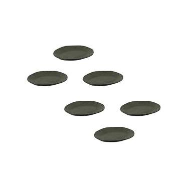 Imagem de Conjunto de Pratos de Sobremesa Ovais Porto Brasil Orgânico Greenery 22,5cm - 6 peças