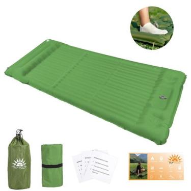 Imagem de Colchão Inflável Solteiro Automático Com Travesseiro Camping Acampamen