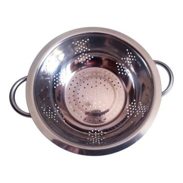 Imagem de Escorredor De Massas 24Cm Inox Para Alimentos De Cozinha Prático E Fác