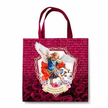Imagem de Bolsa Sacola Tecido Ecobag São Miguel Arcanjo Vermelha - Loja Mãe Apar
