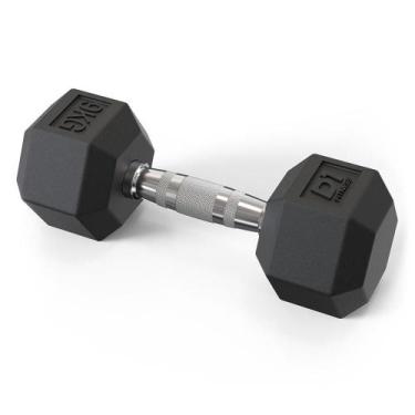 Imagem de Halter Dumbbell Sextavado Emborrachado 9kg D1 Fitness Preto Musculação
