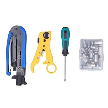 Imagem de Conjunto de crimpagem de cabo coaxial, kits de ferramentas de rede multifuncionais Alça ergonômica profissional para crimpagem