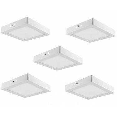 Imagem de Kit 5 Luminária Led Sobrepor 18W Quadrada Branco Frio 6000K