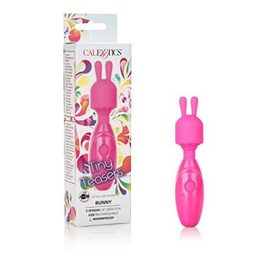 Imagem de CalExotics Tiny Teasers Bunny – Vibrador Bullet à prova d'água com ponta de coelho removível – Brinquedo vibrador de bolso adulto para casais – Rosa