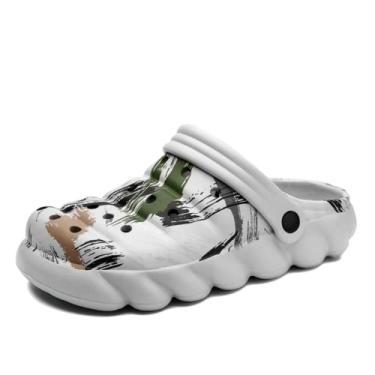 Imagem de SHABADUER Tamancos de verão masculinos e femininos, sapatos de água casuais confortáveis, atacadistas, sapatos de praia, Branco Verde9, 11 Women/8.5 Men