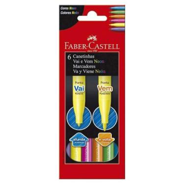 Imagem de Canetinhas Vai E Vem 6 Cores Neon Faber Castell - Faber-Castell