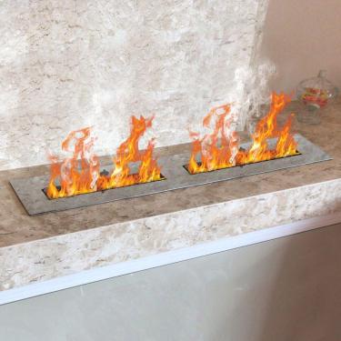 Imagem de Lareira Ecológica Embutir 80cm de Abertura da Chama Saro Cinza