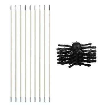 Imagem de Tingpai Kit de escova pa limpeza de chaminés 9PCS pólos com escova de náilon Conjunto de limpeza de ventilação de duto Kit de limpeza de chaminé Escovas de chaminé flexíveis pa ventilação de secador