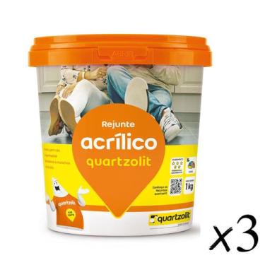 Imagem de Kit C/3 Rejunte Acrílico 1Kg Pronto Quartzolit-Cinza Ártico