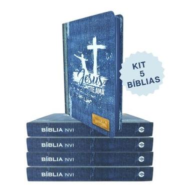 Imagem de Kit 5 Bíblias Versão Nvi Escola Bíblíca Dominical-Ebd Capa Dura Leão/F
