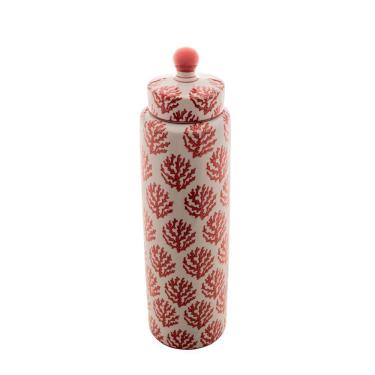 Imagem de Potiche Decorativo de Porcelana Coral Vermelho 39x11cm Royal Decor