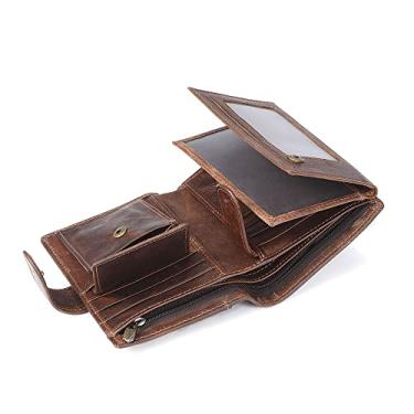 Imagem de Carteira de couro de viagem para homens, carteira de grande capacidade, carteiras dobráveis podem armazenar muitos cartões de crédito, chocolate, minimalista, Chocolate, Minimalista