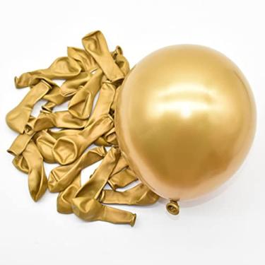 Imagem de Balão Bexiga Metalizado Chrome Dourado Ouro Gold Redondo Festball 5 Polegadas 25 Unidades