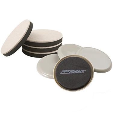 Imagem de Super Sliders Pacote com 8, móveis reutilizáveis e autocolantes deslizando em madeira e pisos carpete, GG redondo de 17 cm em cor de linho