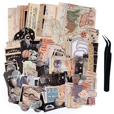 Imagem de TIYPKE 200 peças de adesivos estéticos - Adesivos vintage de scrapbook para diário, agendas, álbuns, temas de espaço e lua