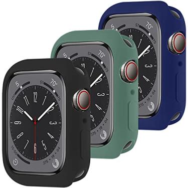 Imagem de 3 Pack Capa de Silicone para Apple Watch não com protetor de tela 44mm,ALMNVO TPU Capa de Proteção Case para iWatch Série 6 Série 5 Série 4 SE,Preto+Verde+Azul