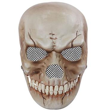 Imagem de BaronHong Skull Head Halloween Mask with Moving Jaw, Spooky Skeleton Zombie Mask (White, M)