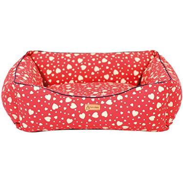 Imagem de Cama PREMIUM Para Cachorro e Gato Patch Petz Com Aquablock Ativo (Vermelho c/Coração, P)