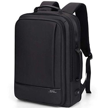 Imagem de Mochila de ombro Mochila masculina multifuncional bolsa para computador Mochila de viagem Bolsa de expansão para estudante universitário, tecido Oxford de alta densidade, preto