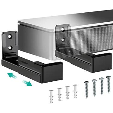 Imagem de WALI Suporte de parede universal Soundbar, alto-falante de canal central, suporte duplo, suporta até 15 kg, ajuste de extensão de braços de 8,9 a 15,5 cm (SLK202), preto