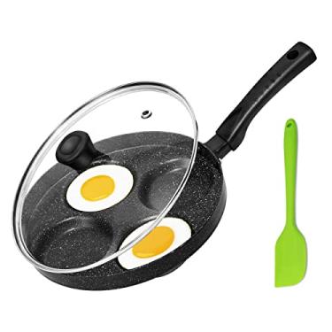 Imagem de MyLifeUNIT Frigideira de ovo, frigideira antiaderente de 4 xícaras, panela de ovo de alumínio com tampa e espátula