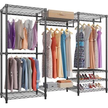 Imagem de VIPEK V5 Rack de roupas resistente para guarda-roupas portátil com 4 varas de pendurar e 8 prateleiras, rack ajustável para armário, 175 cm C x 39,8 cm L x 194 cm A, carga máxima de 403 kg, preto
