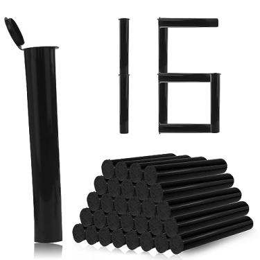 Imagem de BOROLA 116mm 16pcs Tubos de Armazenamento à Prova d'Água e sem Cheiro para Cigarros, Garrafas Apertáveis com Tampas, Recipiente Plástico Hermético para Proteger Cigarros Pré-Rolados e Cigarilhas (Preto)