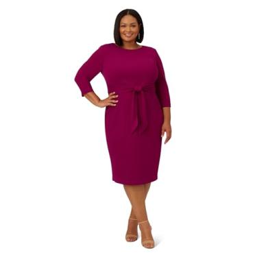 Imagem de Adrianna Papell Vestido feminino plus size de malha com laço na cintura, Wildberry, 21 Plus Size