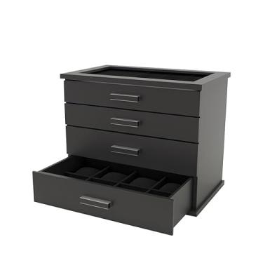 Imagem de Reluz Art Gaveteiro Porta Joias Jullie Forrado em Veludo com 4 Gavetas (Preto/Preto)