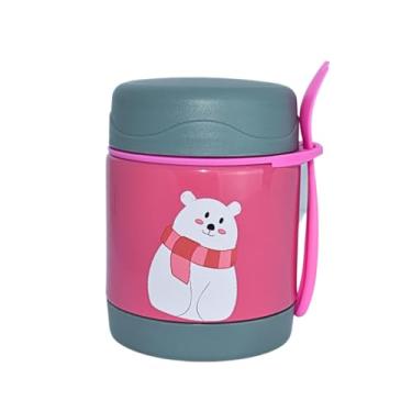 Imagem de Pote Térmico Bebê Infantil 320 ml Aço Inox Com Garfo Bamboo (ROSA)