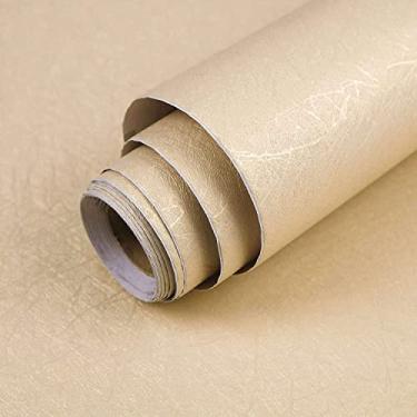 Imagem de Abyssaly Papel de parede bege dourado descasque e cole papel de parede de contato removível em relevo autoadesivo textura de seda armário móveis bancada prateleira forro papel de parede 15 x 1,000 cm